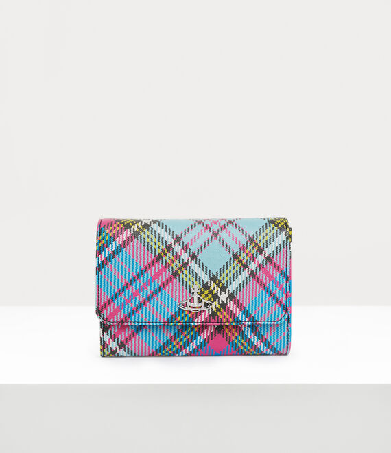 Vivienne Westwood biogreen saffiano printed crossbody wallet macandy tartan